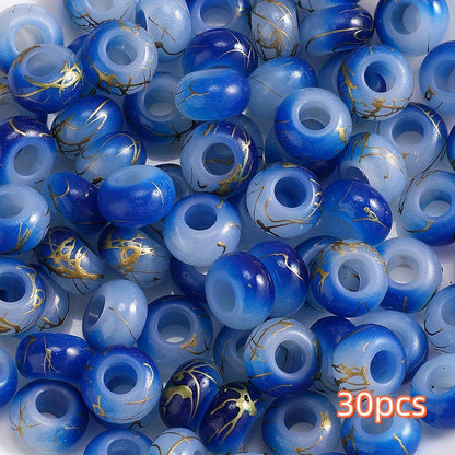 30pcs 9x14mm Golden Wire Acrylic Large Hole Beads