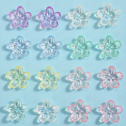 Clear Five-Petal Flower Acrylic Beads
