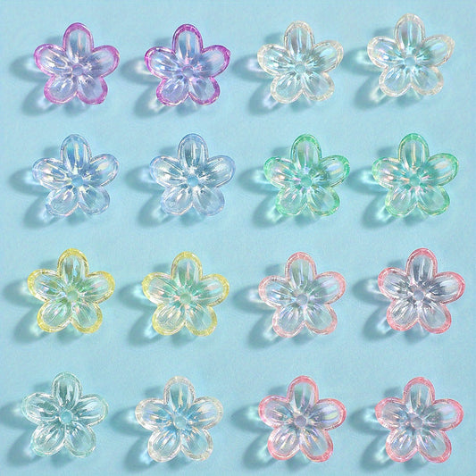 Clear Five-Petal Flower Acrylic Beads