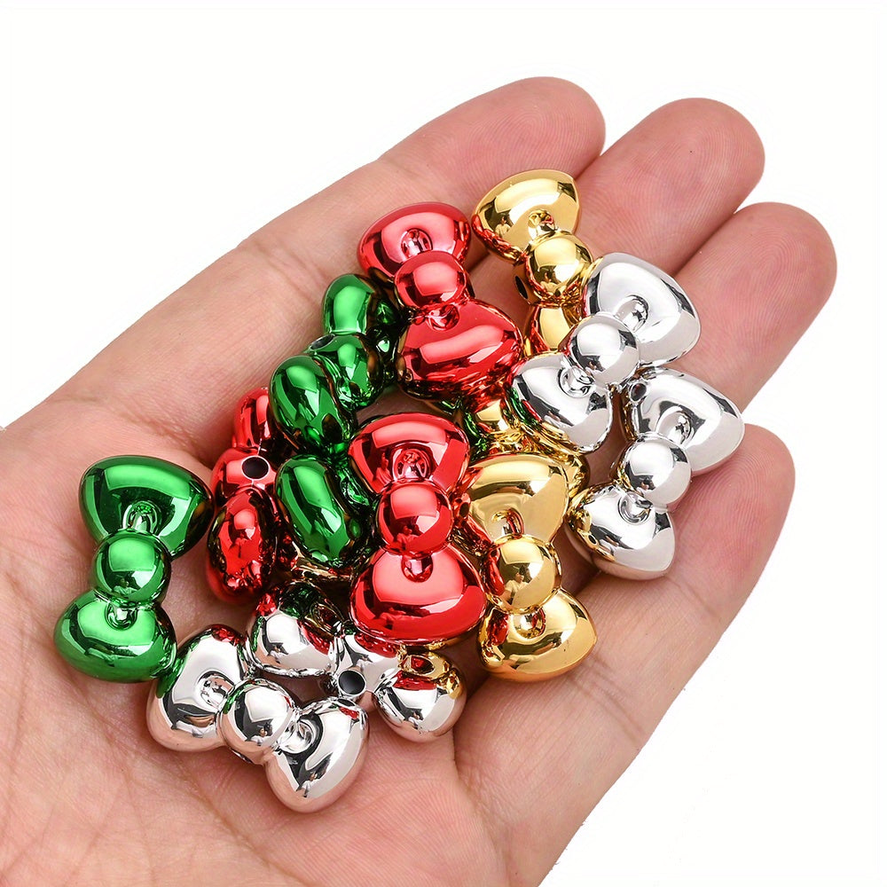 10pcs 15x26mm Christmas Bow Acrylic Beads