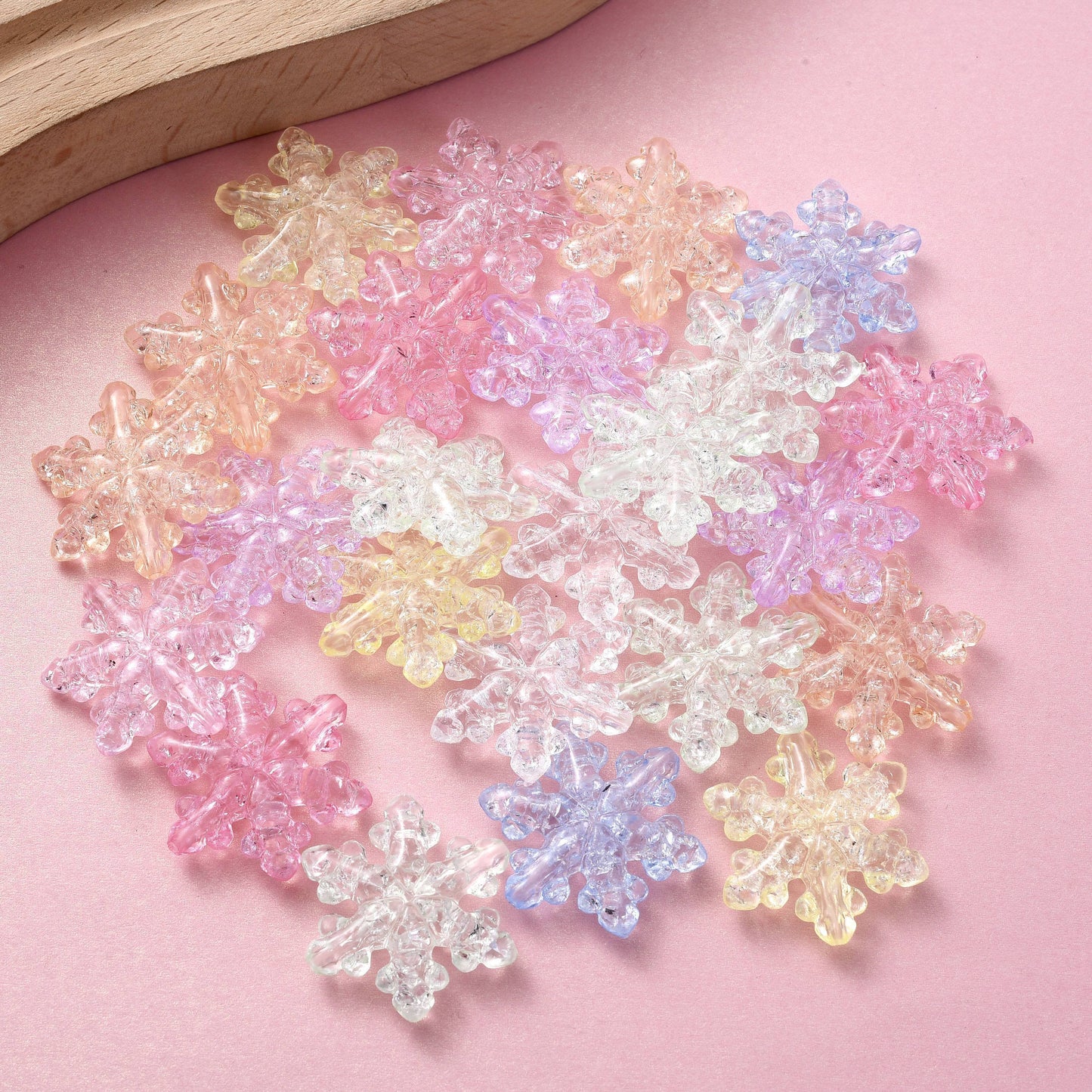 10PCS 27×31mm Snowflake Acrylic Spacer Bead Set