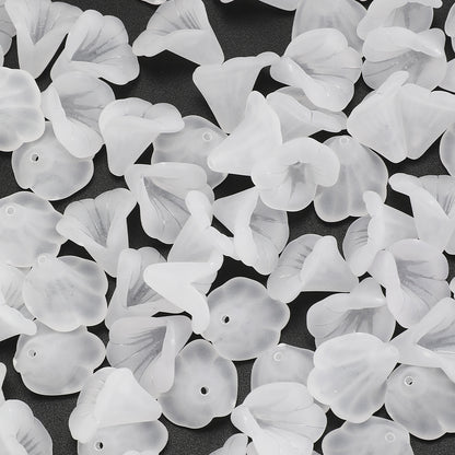 50pcs/set 10x15mm Frosted White Acrylic Flower Beads