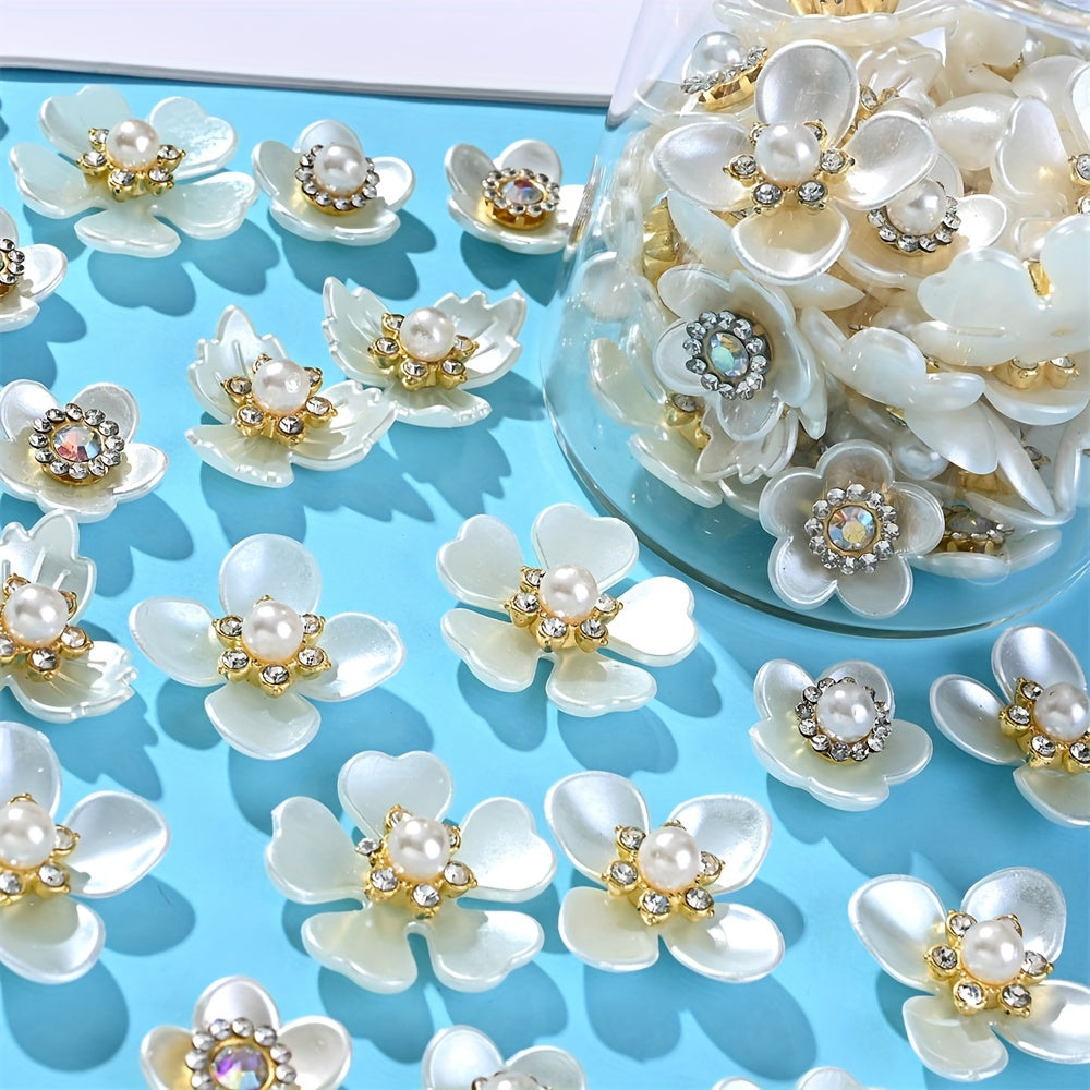 25-Piece Sparkling Rhinestone Flower Flatback Beads