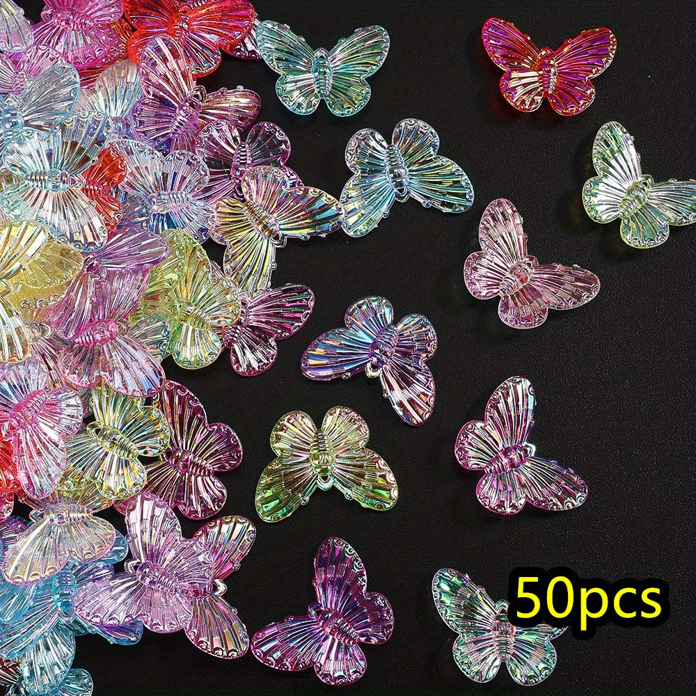 50pcs/set 22x29mm UV Color Butterfly Acrylic Beads