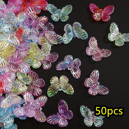 50pcs/set 22x29mm UV Color Butterfly Acrylic Beads