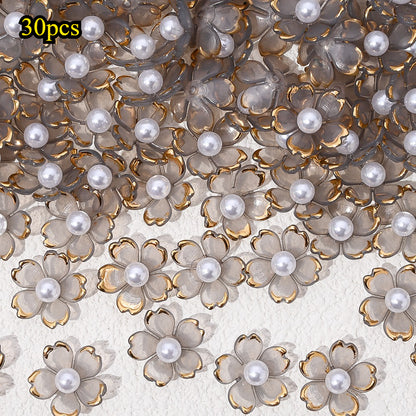 30pcs/set Transparent White Acrylic Cherry Blossom Flower Beads