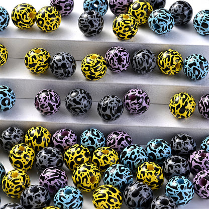 Leopard Print Wooden Spacer Beads