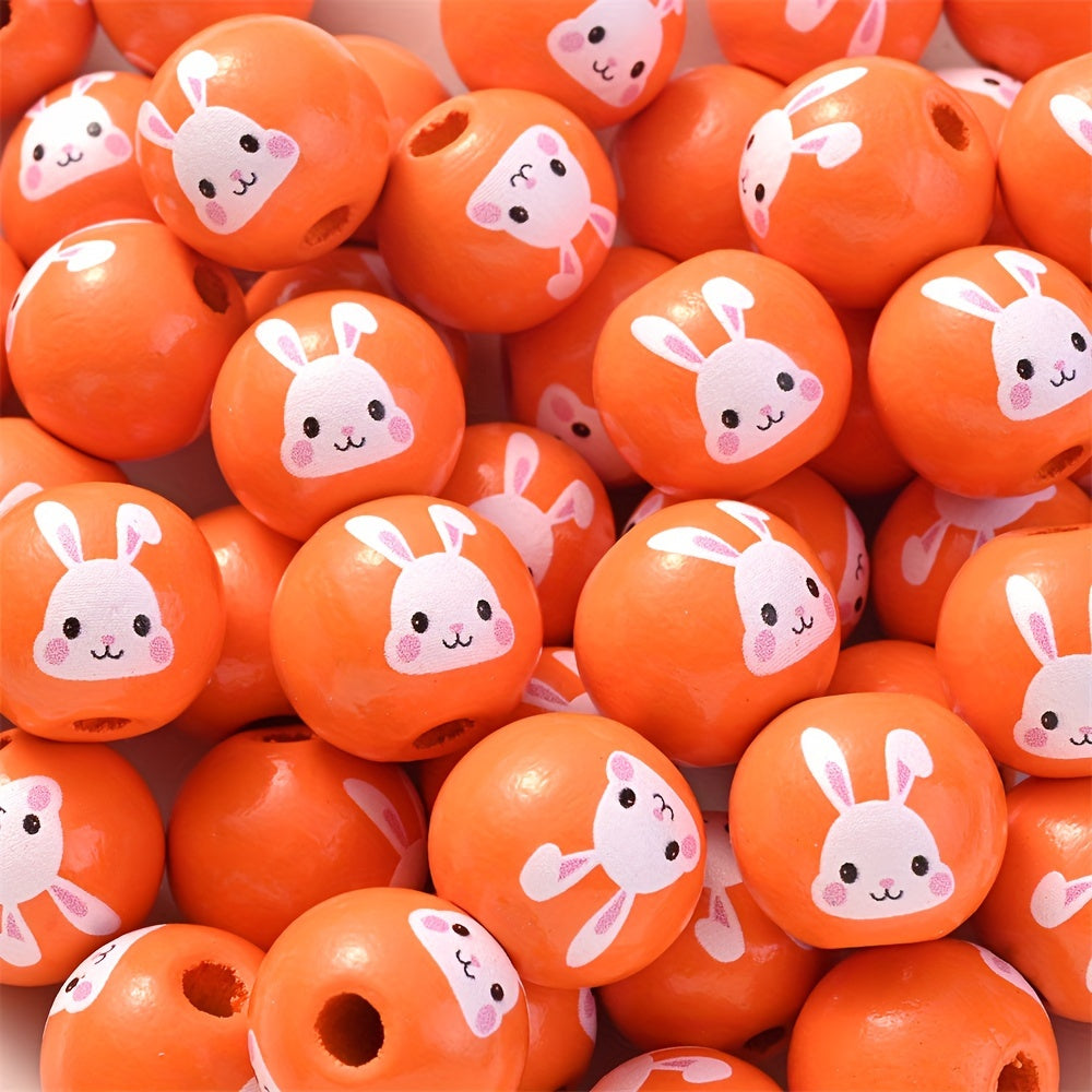 10PCS 16mm Easter-Themed Wooden Bead Set