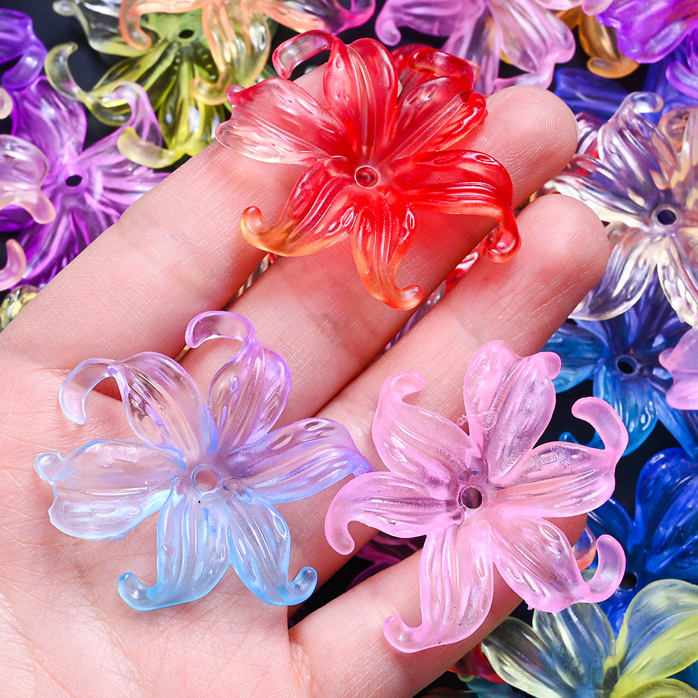 Transparent Gradient Iris Flower Beads