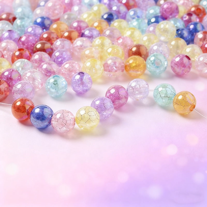 30pcs 10mm Colorful Crackle Acrylic Beads