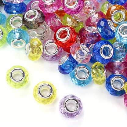 20PCS 15mm Transparent Multicolor Faceted Acrylic Bead Set