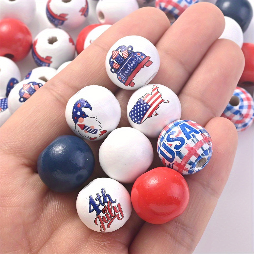 10PCS 16mm Animal Print Round Wooden Bead Set