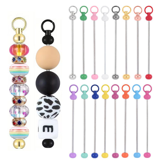 Metal Blank Bar Beadable Keychain Set