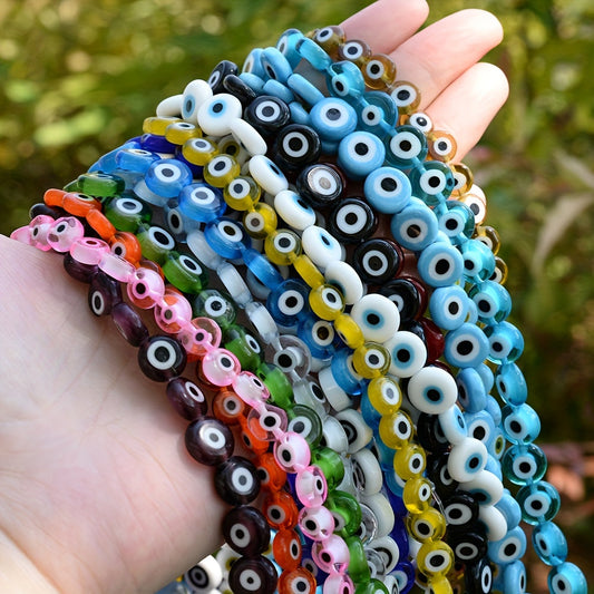 Flat Evil Eye Glass Beads