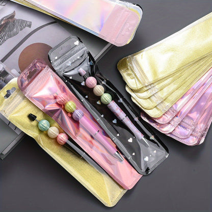 50/100-Piece Holographic Laser Resealable Packaging Bags