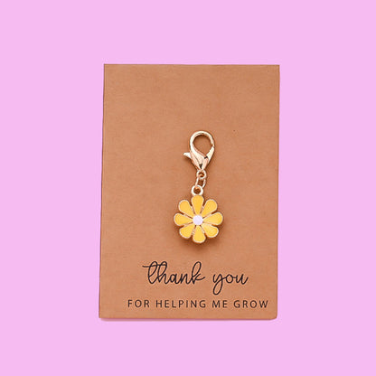 Daisy Flower Keychain with Thank You Card