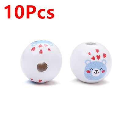 Valentine's Day Printed Wooden Spacer Beads