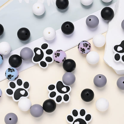 40PCS Paw Shape Silicone Bead Set