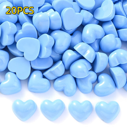 20/40pcs 12x13mm Colorful Heart Adhesive Beads