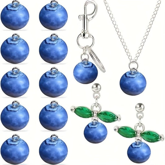 Realistic Blueberry Resin Pendants