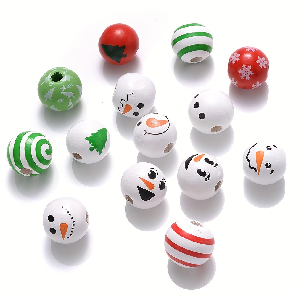 Christmas Wooden Santa & Tree Beads