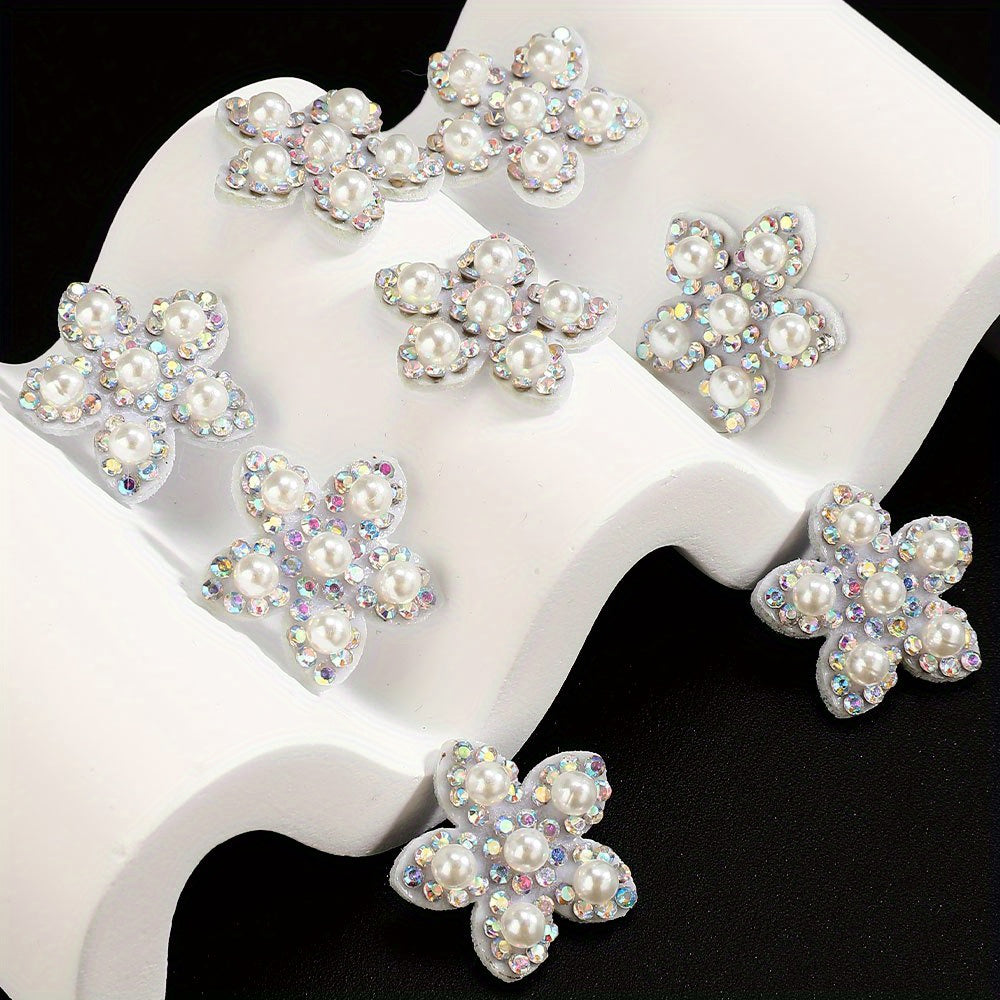 Pearl Rhinestone Flower Patches