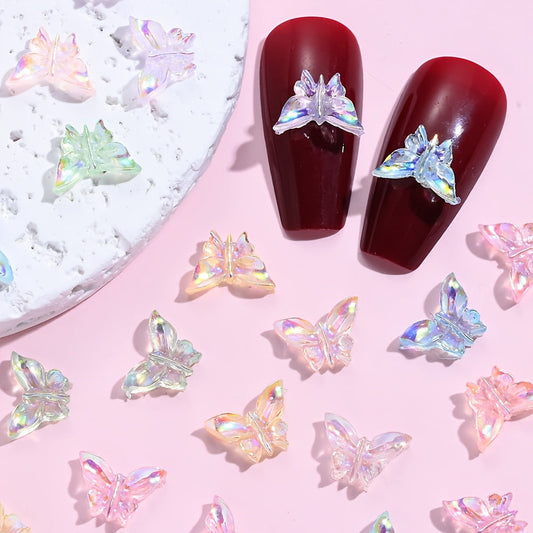 100PCS 10×7mm Colorful Butterfly Resin Embellishments