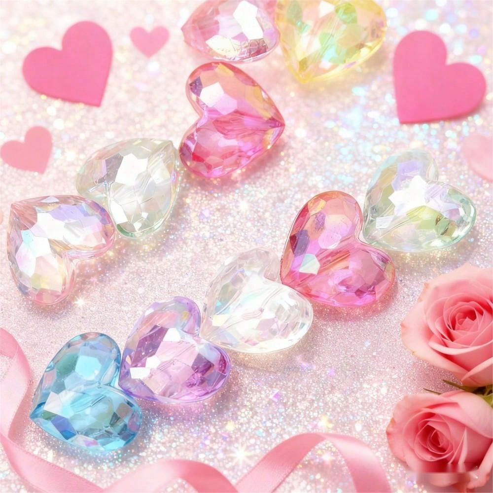 Transparent Acrylic Heart Beads