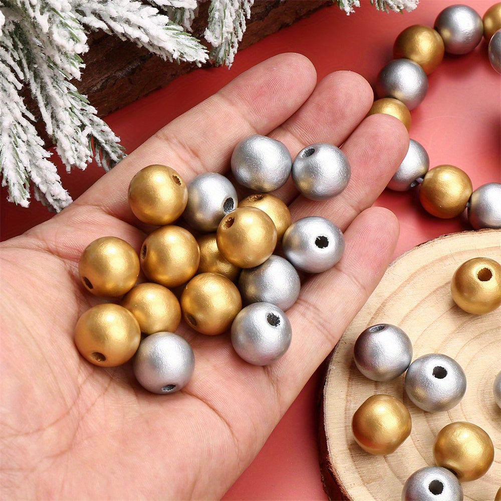 20pcs Christmas Wooden Round Beads