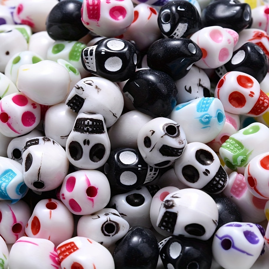 30pcs Colorful Acrylic Skull Beads