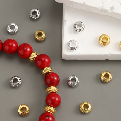 50pcs/set Pattern Engraved Golden & Silvery Spacer Beads
