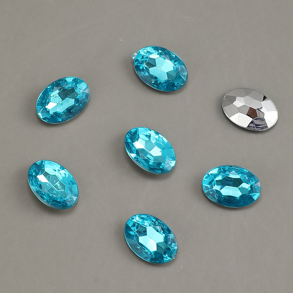 100pcs Oval Rhinestone Flat Back Acrylic Beads