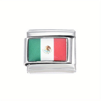 World Flag Alloy Bracelet Module