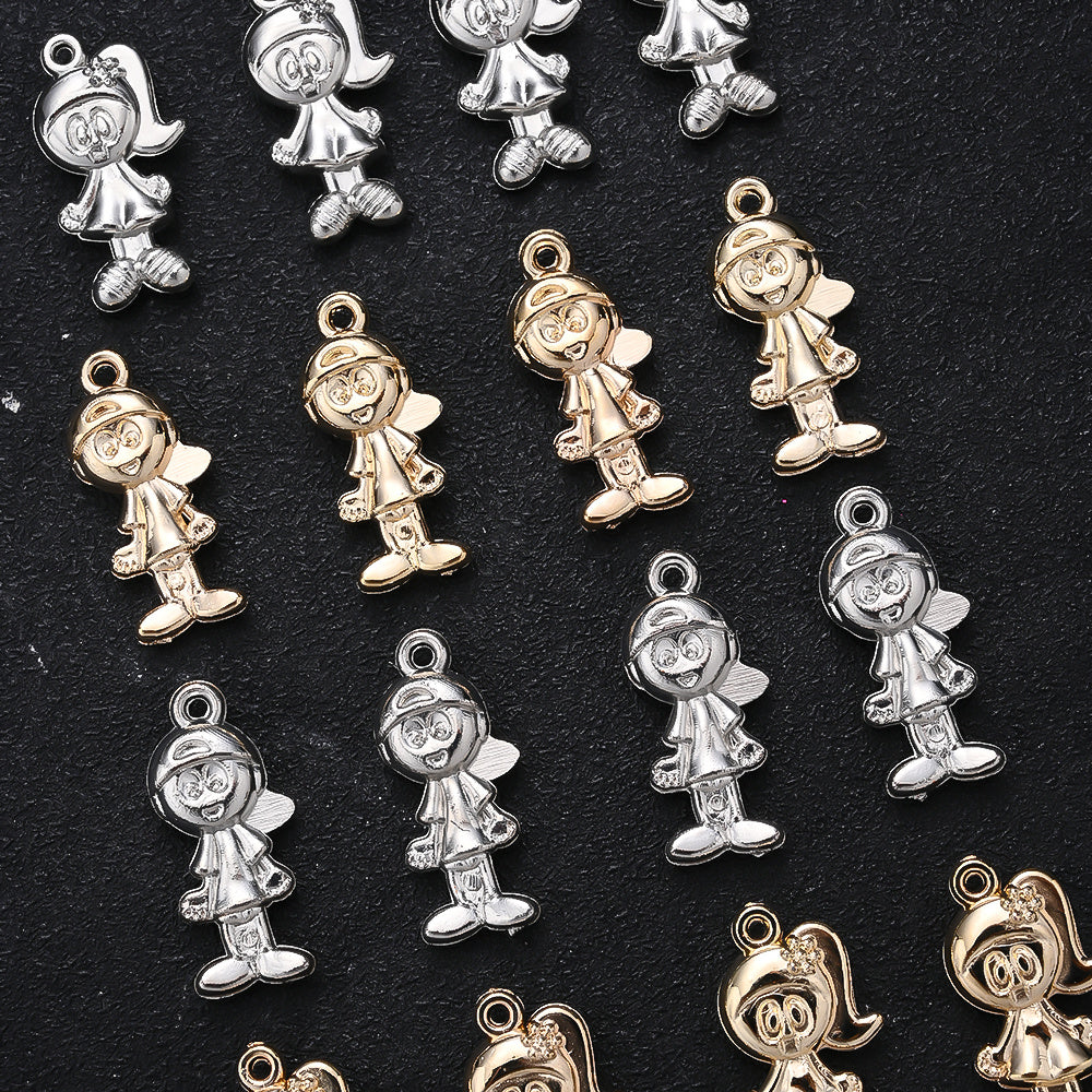 20PCS Gold & Silver CCB 3D Cartoon Boy & Girl Pendants