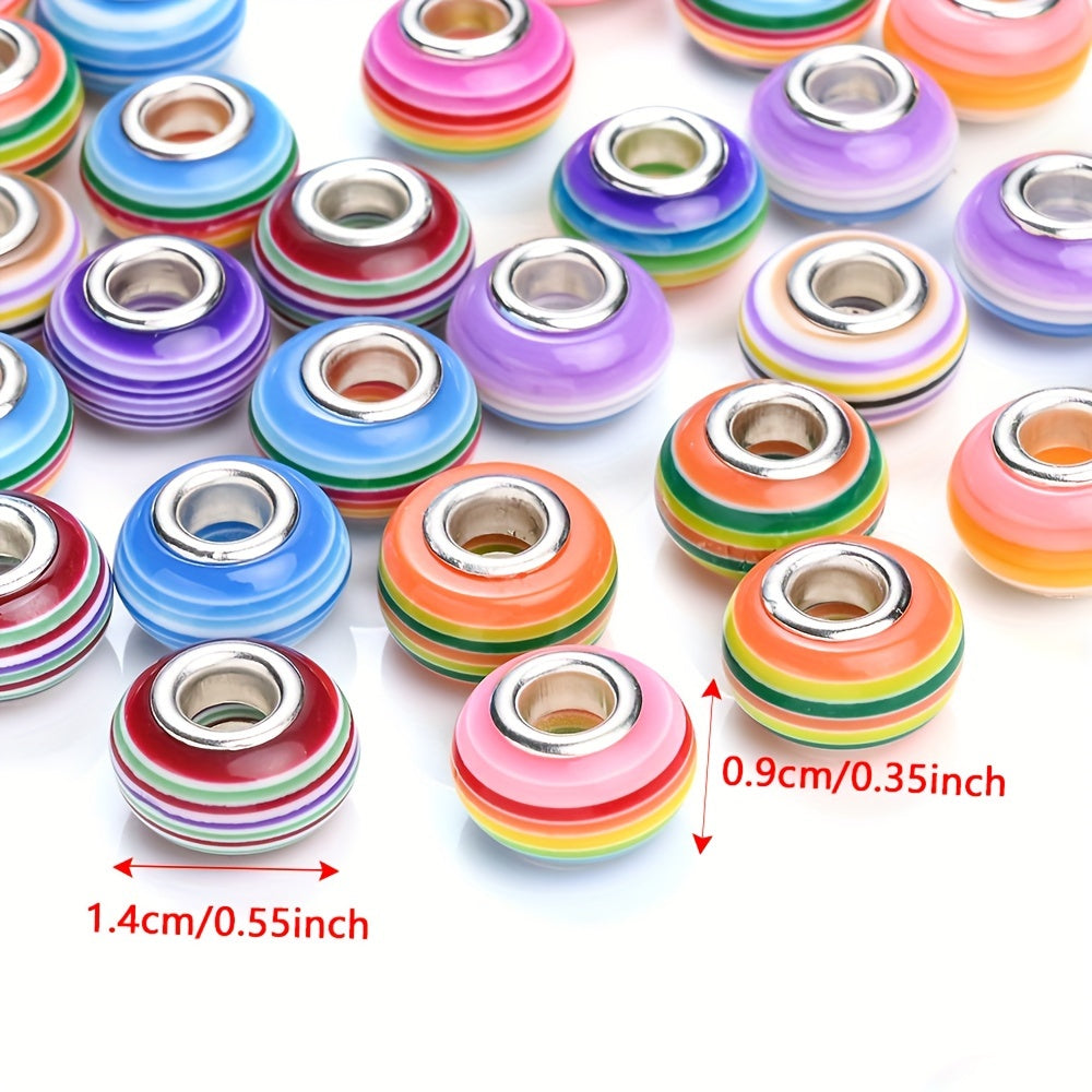 Rainbow Striped Resin Beads