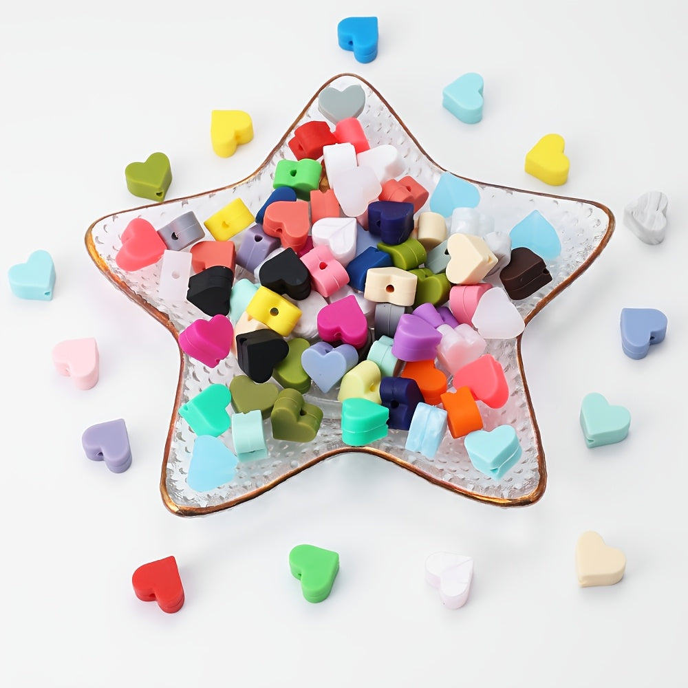 10pcs/set Square & Heart Silicone Beads Set
