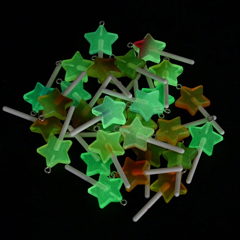 Glow-in-the-Dark Resin Lollipop Heart Star Charms