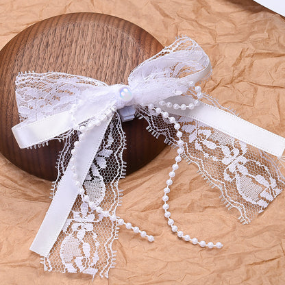 Lace Bow Pearl Butterfly Shoe Clips