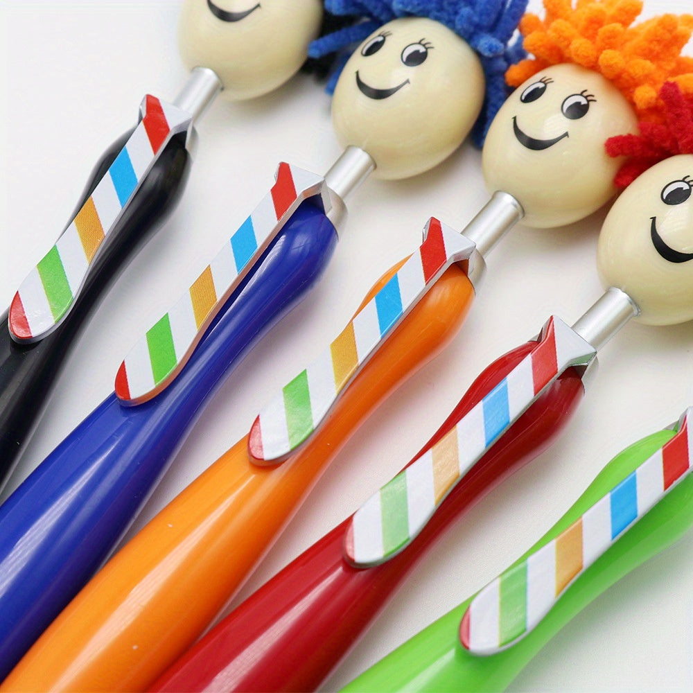 8-Piece 2-in-1 Plush Doll Smile Face Rainbow Ballpoint Pens