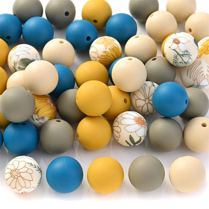 Silicone Animal Print Round Beads