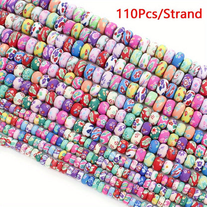 1SET 6/8/10mm Printed Wheel-Shaped Soft Clay Bead Set