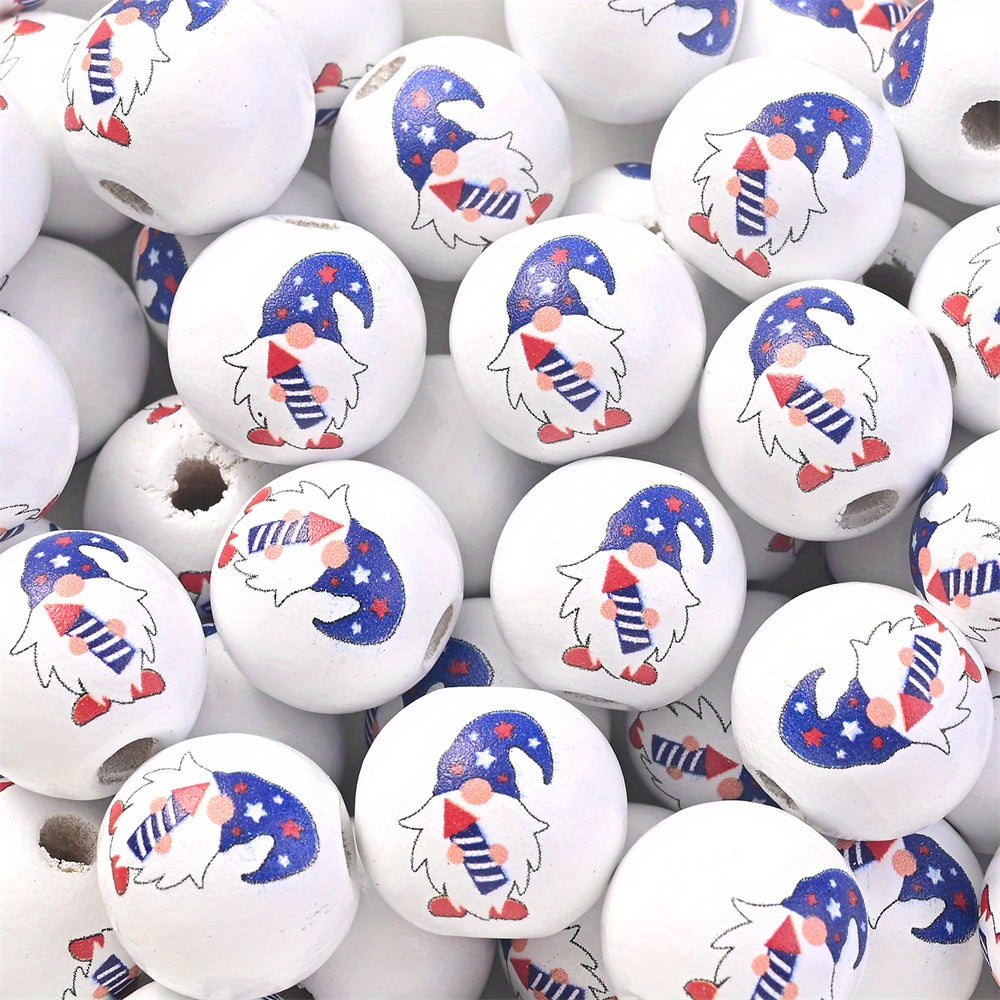 10PCS 16mm Animal Print Round Wooden Bead Set