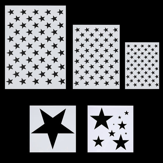 5PCS Multi-Size Star Shape Stencil Template Set
