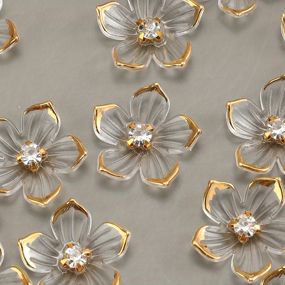 20pcs/set Transparent Flower Petal Acrylic Flatback Beads