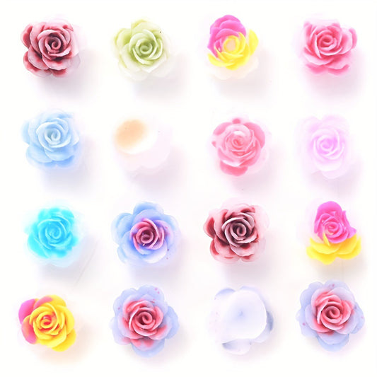 50pcs 8/10mm Luminous Acrylic Chinese Rose Flower Beads
