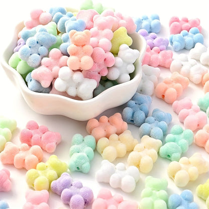 Macaron Flocking Bear Acrylic Beads