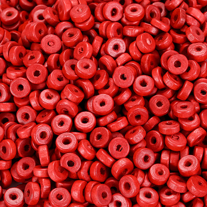 100PCS 8mm Flat Round Wooden Spacer Bead Set