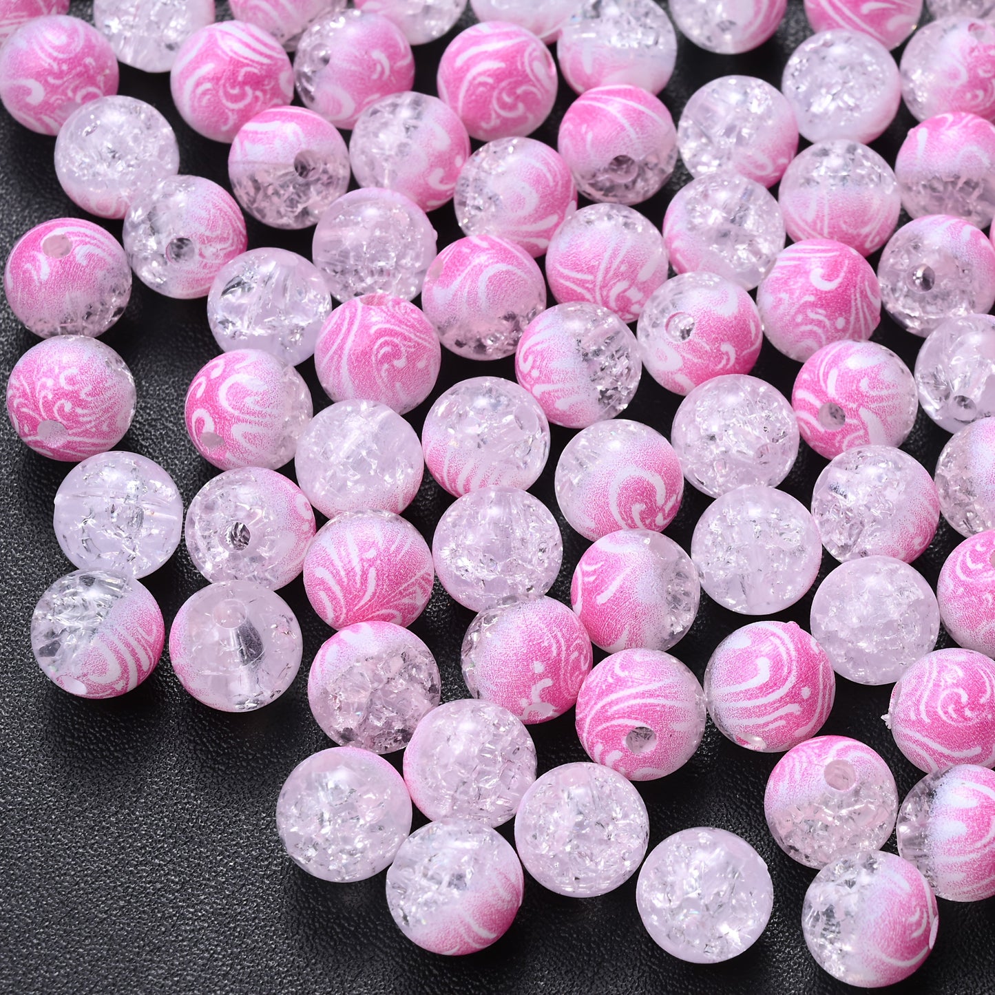 10mm Acrylic Gradient Cracked Beads - DIY Jewelry Making Kit for Bracelets