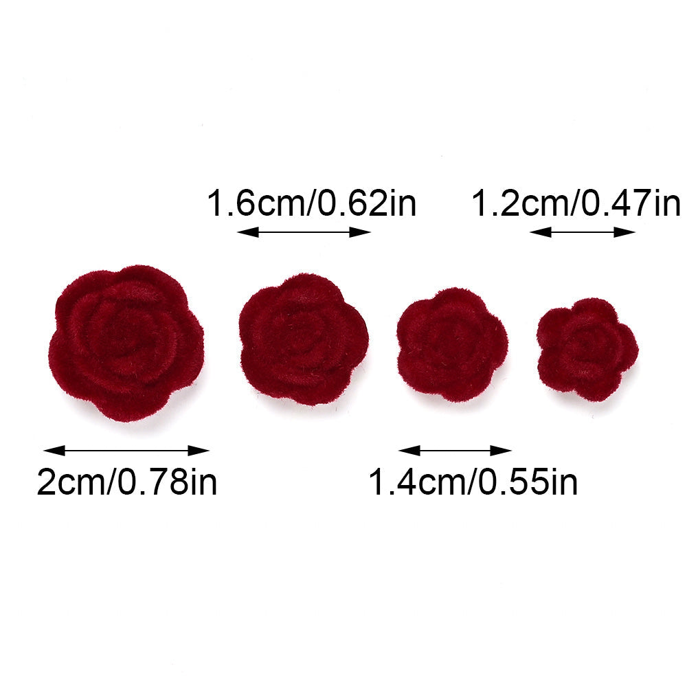 Red Flocking Rose Patches