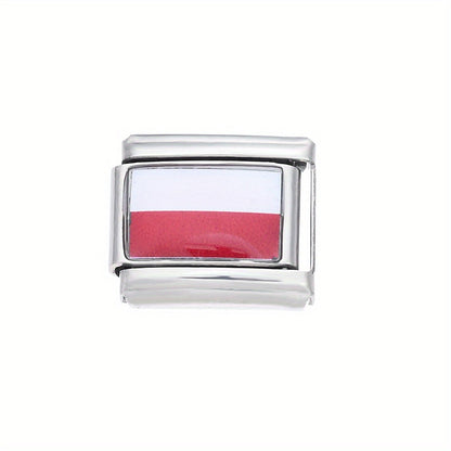 World Flag Alloy Bracelet Module